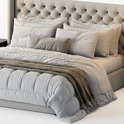 RH Adler Shelter Diamond Tufted Panel Fabric Bed — Ver 3