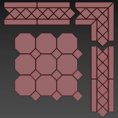 Petergof octagon Mettlach tile — Ver 2
