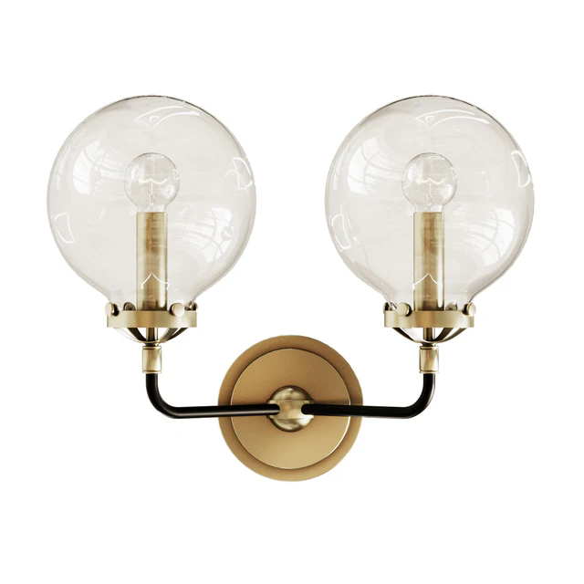 Rh bistro globe clear glass double sconce — Descargar