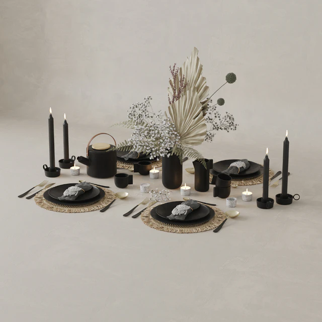 Table Set With Macrame and Dry Flowers — Скачать