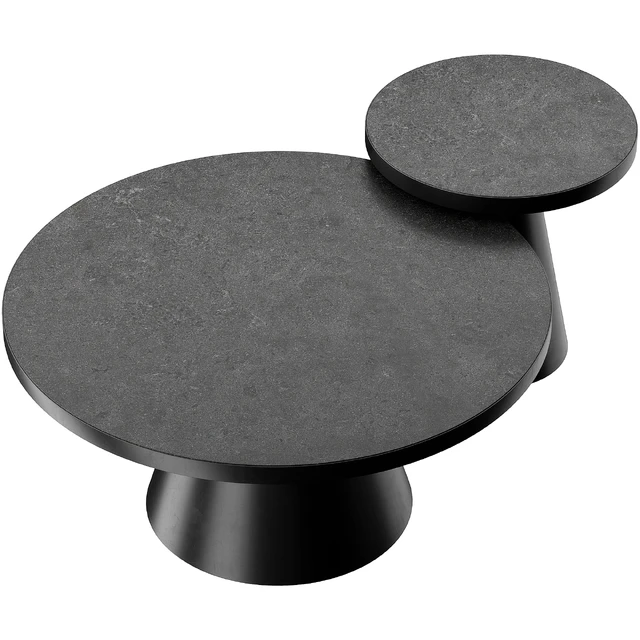 SALONTAFEL LEEDS ROND - ZWART KERAMIEK COFFEE AND SIDE TABLE — Descargar