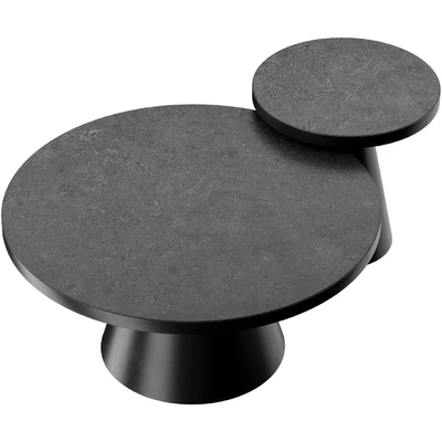 SALONTAFEL LEEDS ROND - ZWART KERAMIEK COFFEE AND SIDE TABLE — Ver 2