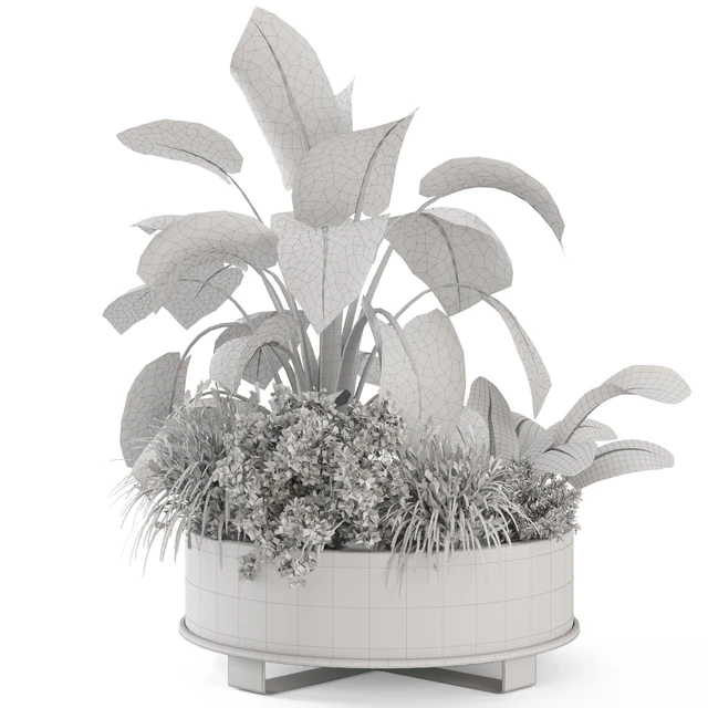Outdoor Plants Bush in rusty Metal Pot - Set 222 — Descargar