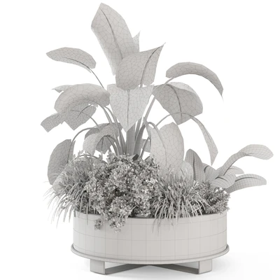 Outdoor Plants Bush in rusty Metal Pot - Set 222 — Ver 3