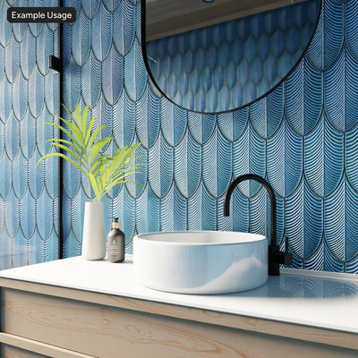 palmetto ceramic glossy tile texture aqua blue — Ver 3