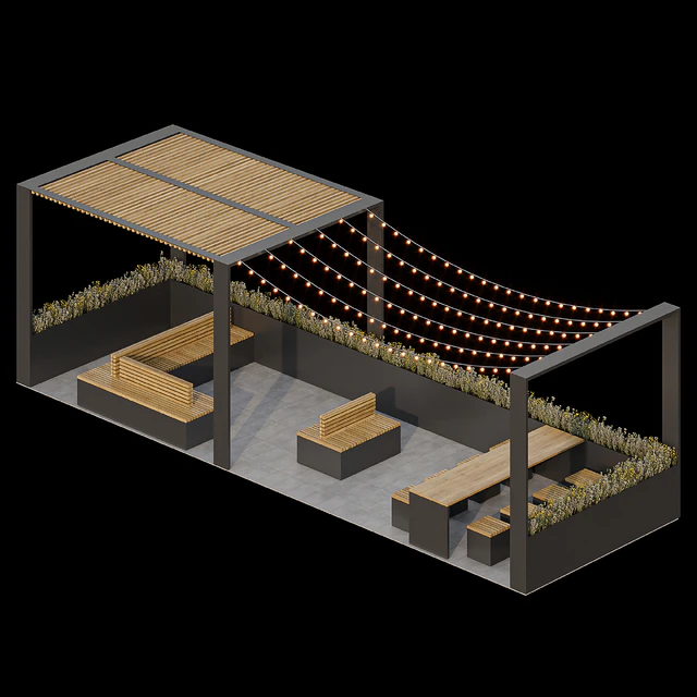 City parklet with garland — Descargar