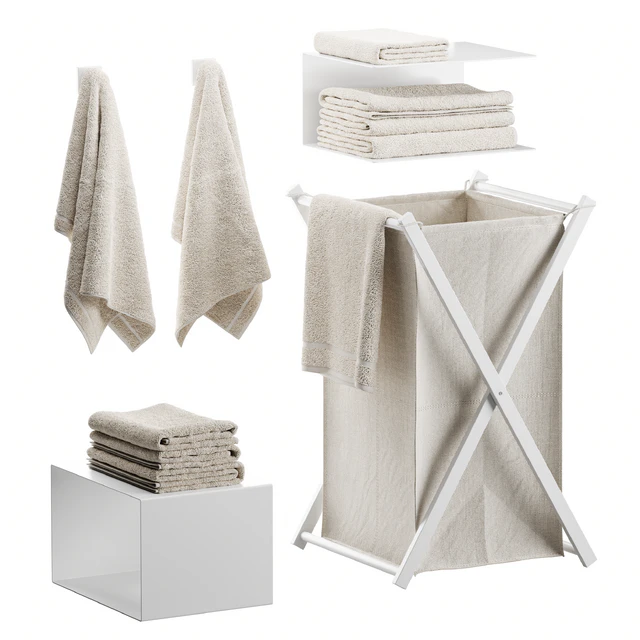 Bathroom set with laundry basket — Descargar