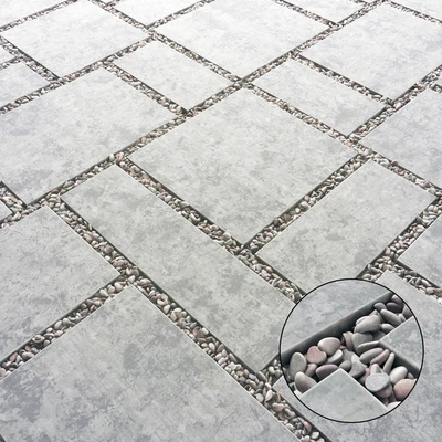 Tile square pebble low 2 n1 / Pebble slabs — Ver 1