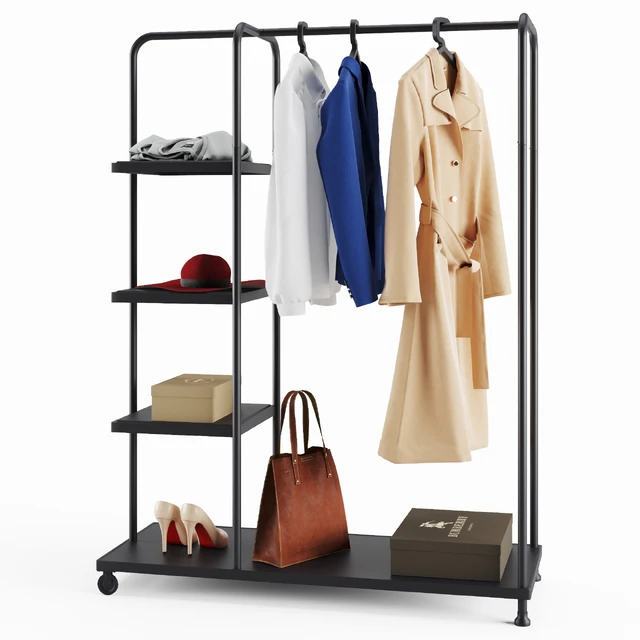 Rack Ikea Kornsjo with Clothes and Accessories — Download