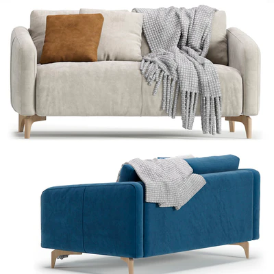 Sofa Ljeri Mini Barhat Beige Velvet Light by Divan.ru 4 Colors / Диван Льери Мини — Вид 3