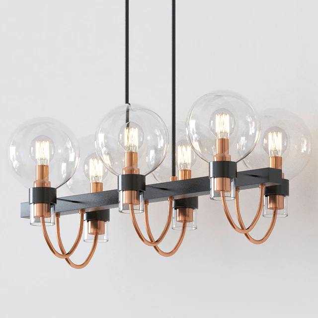 Bauhaus Chandelier with Lights Bronze Satin Brass — Descargar