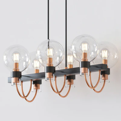 Bauhaus Chandelier with Lights Bronze Satin Brass — Ver 2