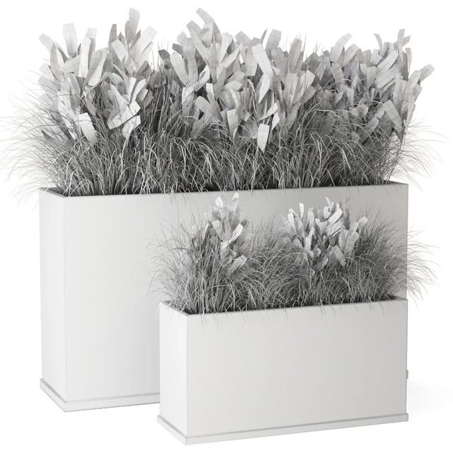 Outdoor Plants Bush in rusty Concrete Pot - Set 565 — Descargar