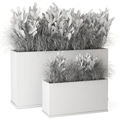 Outdoor Plants Bush in rusty Concrete Pot - Set 565 — Ver 4