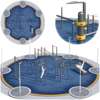 Round sports ground with horizontal bars. Children  playground — Ver 1