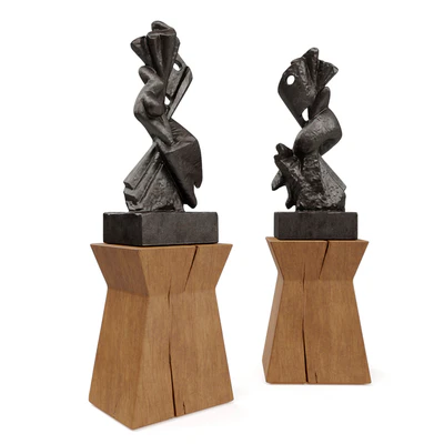 Metal Abstract figure wooden pedestal — Вид 4