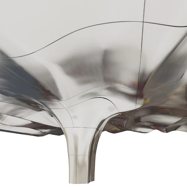Wavy ceiling with column in three materials — Descargar