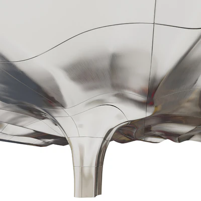 Wavy ceiling with column in three materials — Ver 3