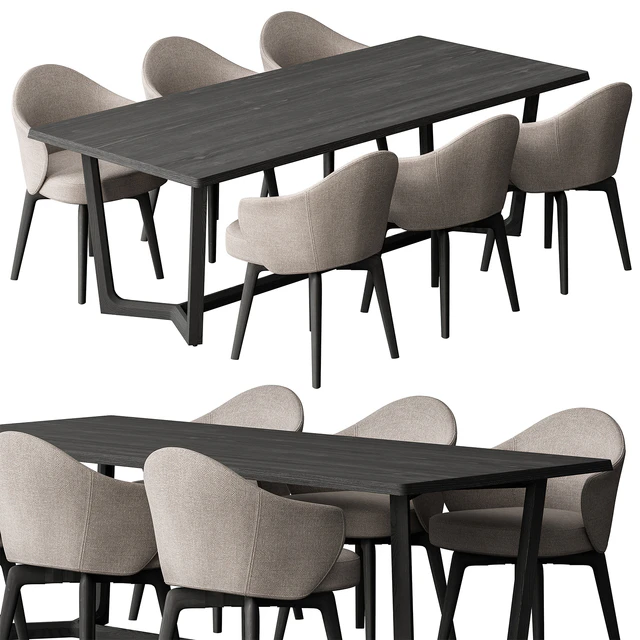 Dinning Table Black and Cream - Set 31 — Descargar