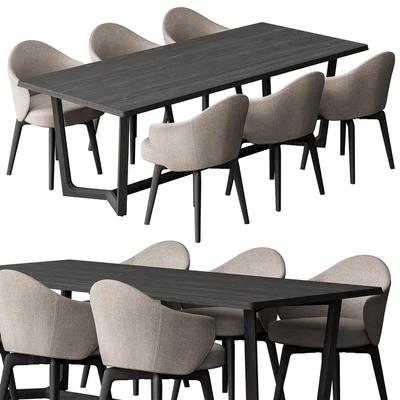 Dinning Table Black and Cream - Set 31 — Ver 1
