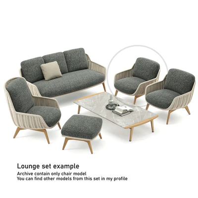 Outdoor Garden Woven Lounge Armchair Belt Cord — Ver 4