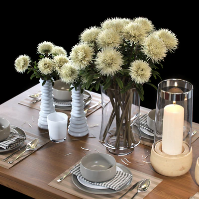 Dining table with filling and bouquet — Ver 3