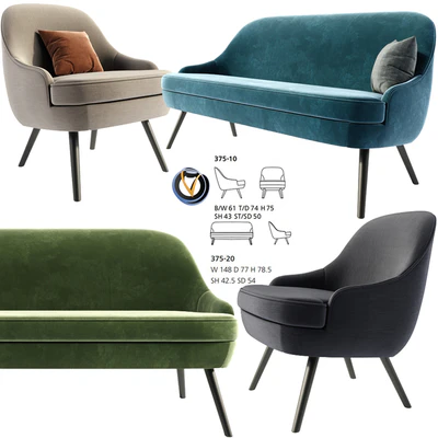 375 walter knoll Armchair And Sofa With Pillow — Вид 1