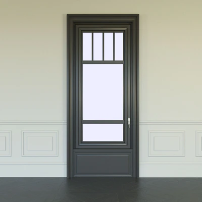 A window in the classical style. The material is dark wood. — Ver 2