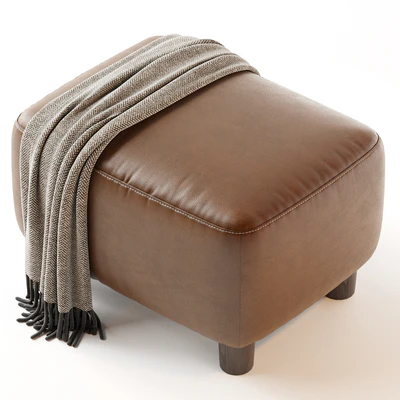 Teddy Leather Club Ottoman - Sesame — Ver 4