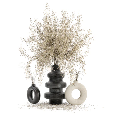 Indoor Dry Plants in rusty Concrete Pots - Set 288 — Ver 4