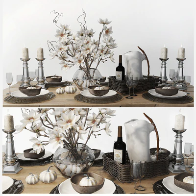 Table setting with magnolias — Ver 1