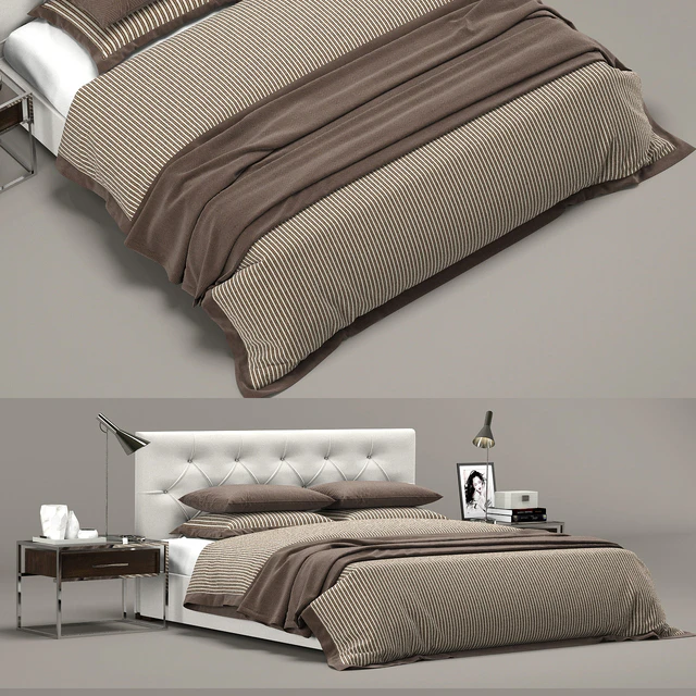 RH Modern custom diamond tufted fabric headbord bed — Descargar