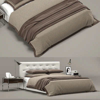 RH Modern custom diamond tufted fabric headbord bed — Ver 2