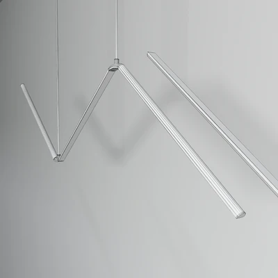 Zigzag Pendant Light Fixture Minimalism Aluminum Dining Room LED Ceiling Light in Black — Ver 2