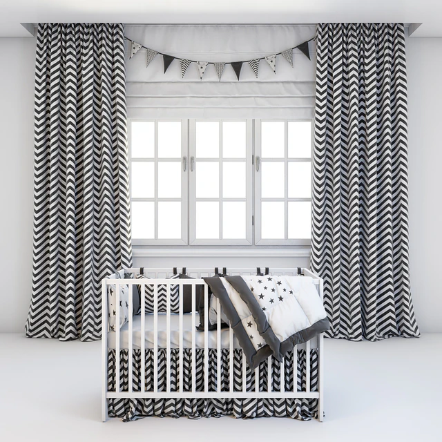 Set for baby - crib Ikea and curtains — Descargar