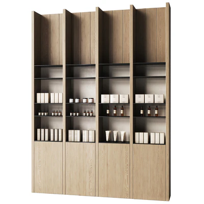 Cosmetics store with wooden eco shelves — Ver 2