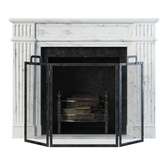 Classic fireplace white marble — Descargar