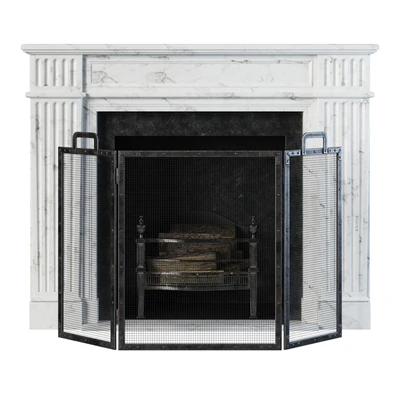 Classic fireplace white marble — Ver 1