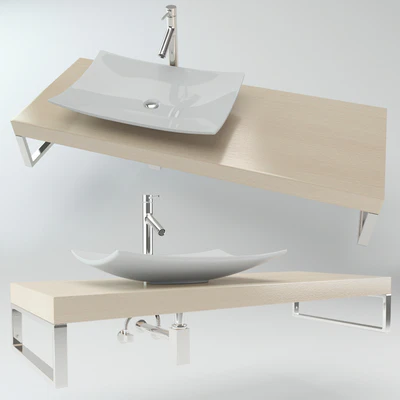 Washbasin on the wooden plate — Вид 1