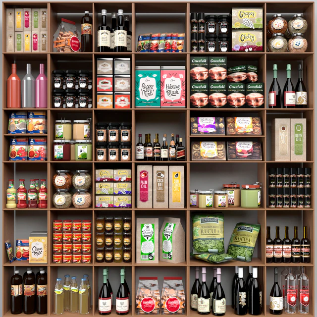 Showcase with spices, sauces in a supermarket or home pantry — Descargar