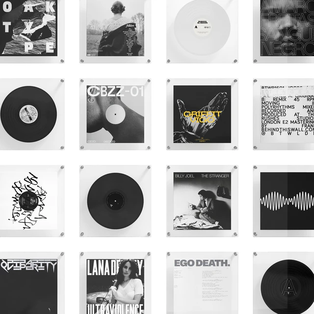 Vinyl records in glass frames Black — Скачать