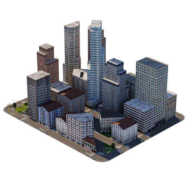 Low poly model of a city block — Descargar