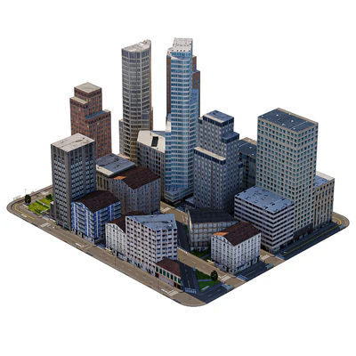Low poly model of a city block — Ver 4
