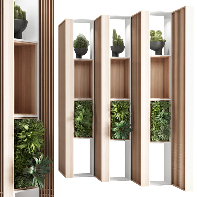 Wooden Partition With Plant 01 — Descargar