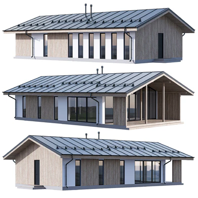 Frame modular house 120 m2 with PREFAB frame technology — Ver 1