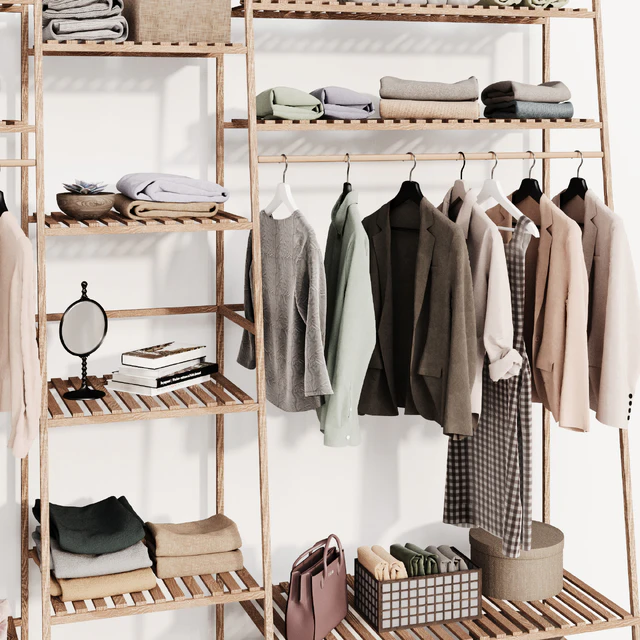 Clothes wardrobe wooden rack — Descargar