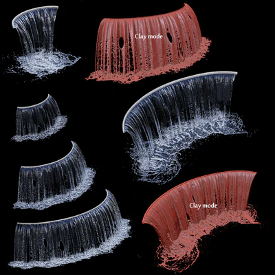 3 types of waterfall Fountains cascade in different sizes — Ver 2