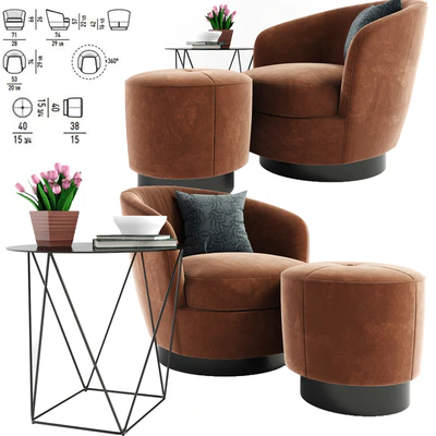 Minotti Jacques Armchair With Table — Вид 1