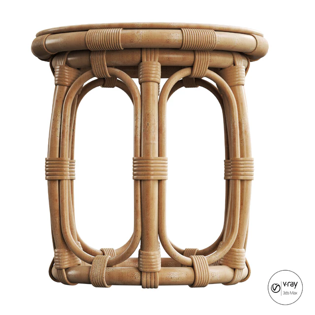 Round Natural Rattan Accent Table — Descargar