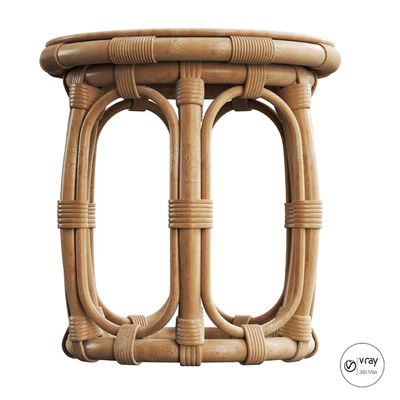 Round Natural Rattan Accent Table — Ver 2